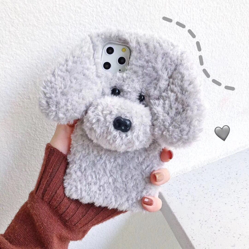 iPhone Hülle – 3D Teddy-Hund Plüsch Design für diverse Typen
