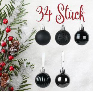 Weihnachtskugeln Set 34-teilig – stilvolle Baumdeko in verschiedenen Designs