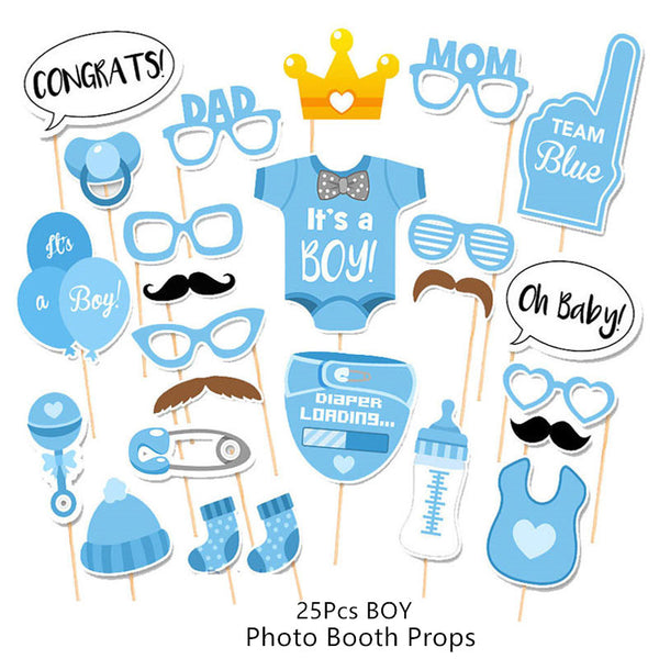 Fotorequisiten-Set Babyparty – 25-teilig für Mädchen & Jungen