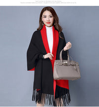 Damen Strick-Cape mit Fransen – Cardigan, Schal & Pullover in einem