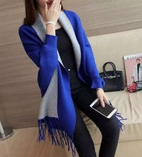 Damen Strick-Cape mit Fransen – Cardigan, Schal & Pullover in einem