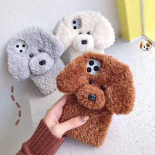 iPhone Hülle – 3D Teddy-Hund Plüsch Design für diverse Typen