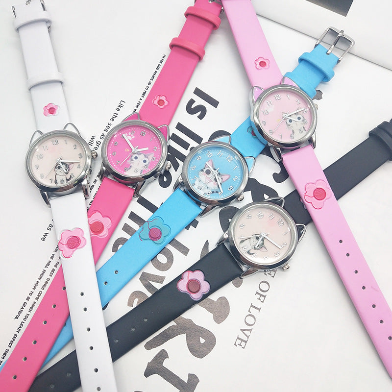 Kinder Armbanduhr mit Cartoon-Katzenmotiv – verspielt & robust