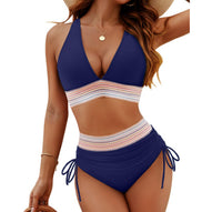 Damen Bikini-Set mit hoher Taille – stilvolles Farbblock-Design