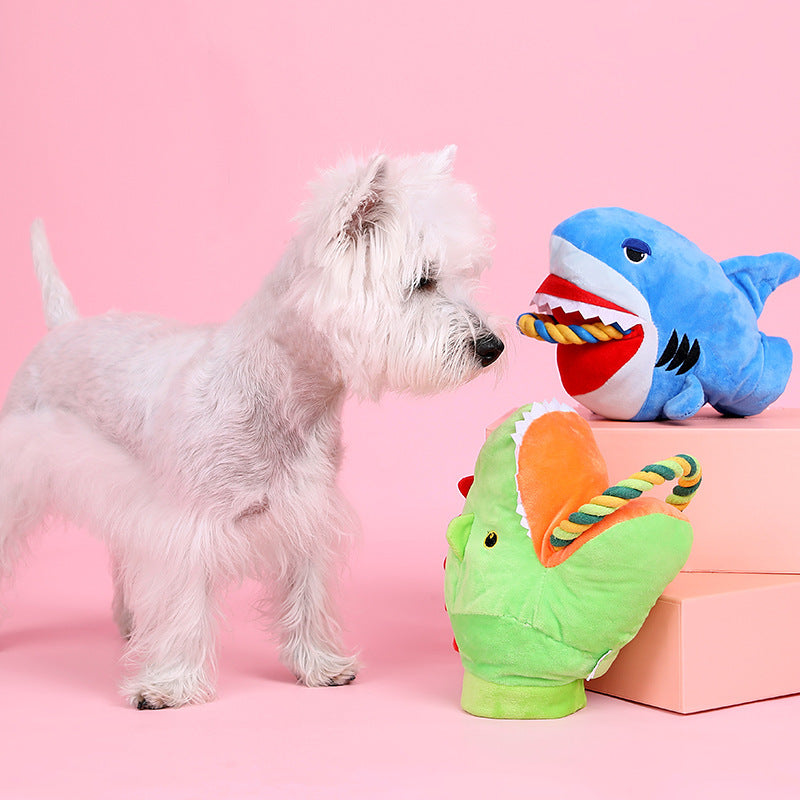 Hundespielzeug Hai – Handpuppe mit Beißring zum Tauziehen