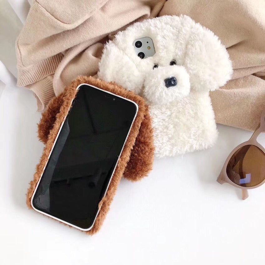 iPhone Hülle – 3D Teddy-Hund Plüsch Design für diverse Typen