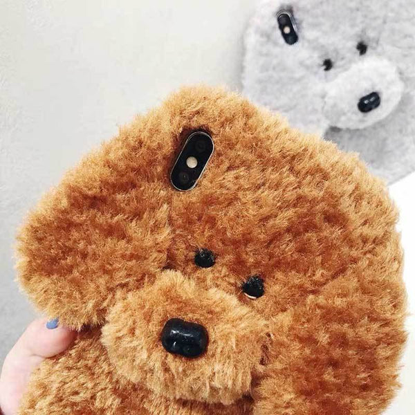 iPhone Hülle – 3D Teddy-Hund Plüsch Design für diverse Typen