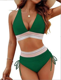 Damen Bikini-Set mit hoher Taille – stilvolles Farbblock-Design