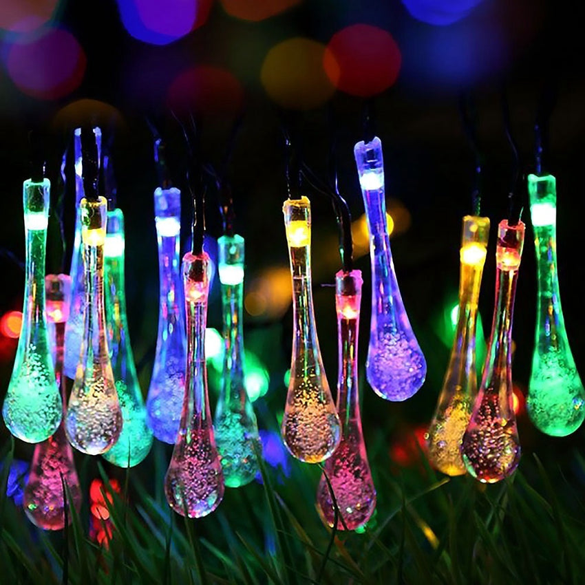 Solar-LED-Lichterkette „Wassertropfen“ – bis zu 12h Leuchtdauer, 20 LEDs in traumhaften Farben