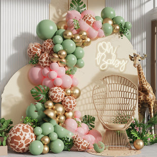 Geburtstags Ballon Set – Bunte Deko mit Giraffenmuster in Weiß oder Pink