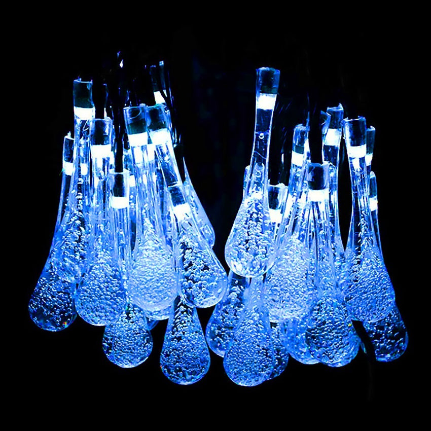Solar-LED-Lichterkette „Wassertropfen“ – bis zu 12h Leuchtdauer, 20 LEDs in traumhaften Farben