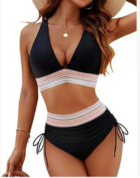 Damen Bikini-Set mit hoher Taille – stilvolles Farbblock-Design