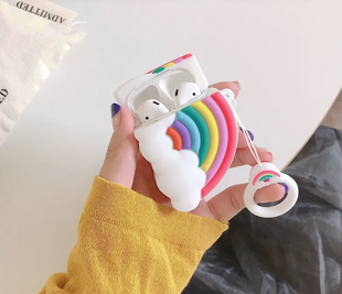 AirPods Schutzhülle – Regenbogen Wolke aus Silikon