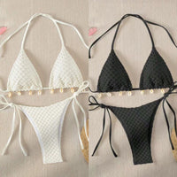 Damen Bikini – elegantes Split-Swimsuit Set in Schwarz oder Weiß