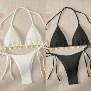 Damen Bikini – elegantes Split-Swimsuit Set in Schwarz oder Weiß