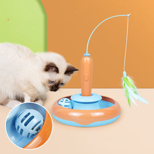 Interaktives Katzen-Spielzeug – Elektrische Angel mit Feder & Drehteller