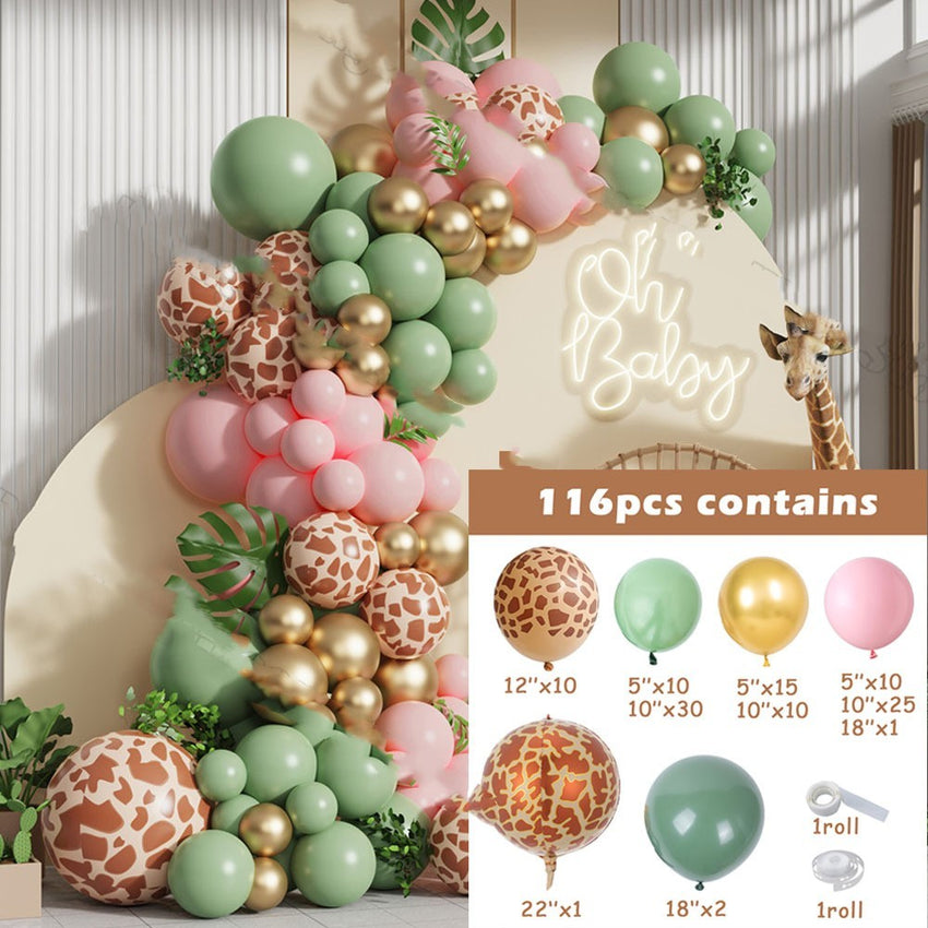 Geburtstags Ballon Set – Bunte Deko mit Giraffenmuster in Weiß oder Pink