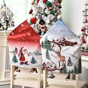 Weihnachts-Stuhlhussen mit Cartoon-Motiv – festlich & dekorativ