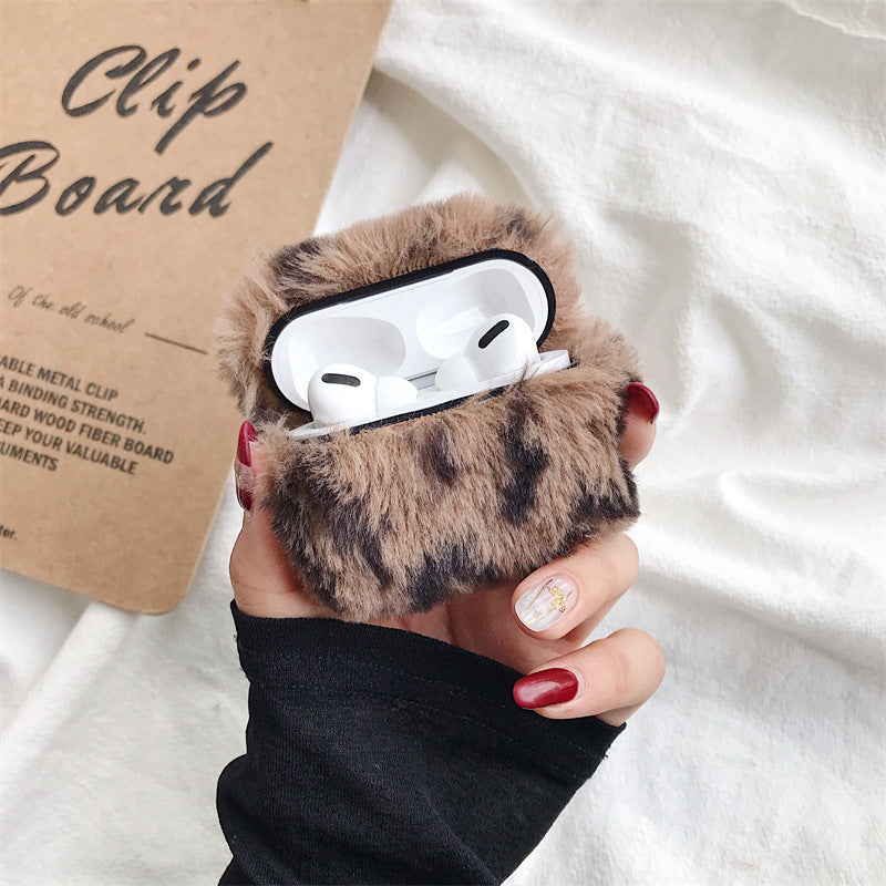 AirPods Schutzhülle – Plüsch Leopard Print