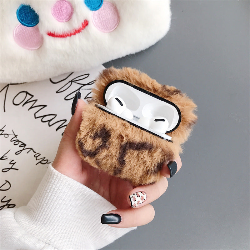 AirPods Schutzhülle – Plüsch Leopard Print