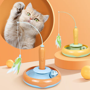 Interaktives Katzen-Spielzeug – Elektrische Angel mit Feder & Drehteller