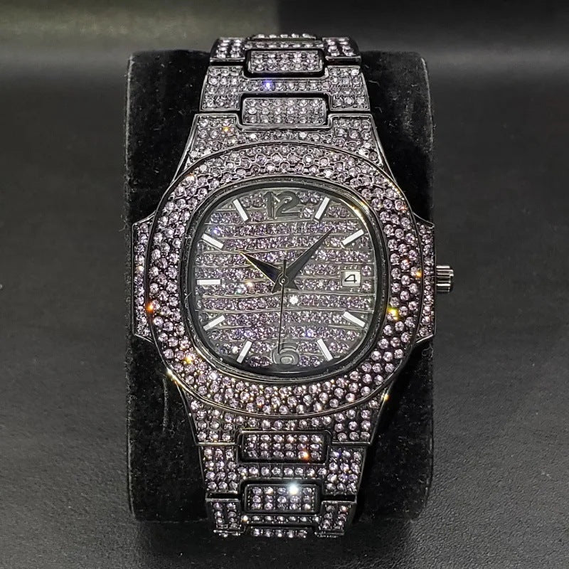 Hip-Hop Armbanduhr mit Vollbesatz – auffällig & einzigartig