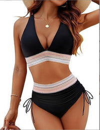 Damen Bikini-Set mit hoher Taille – stilvolles Farbblock-Design