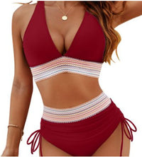 Damen Bikini-Set mit hoher Taille – stilvolles Farbblock-Design